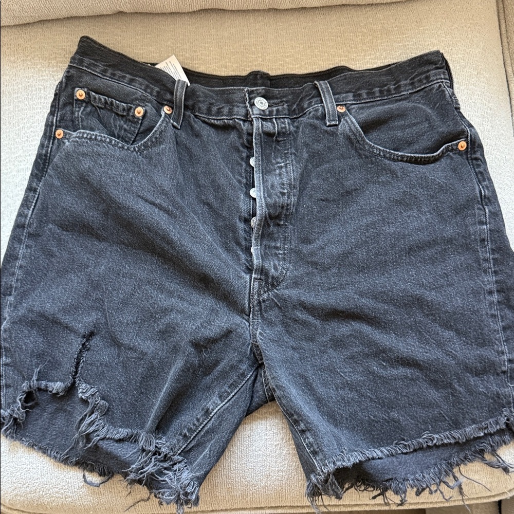 Women's Distressed Black Levis Denim Shorts